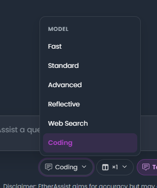 CodingModelSelected
