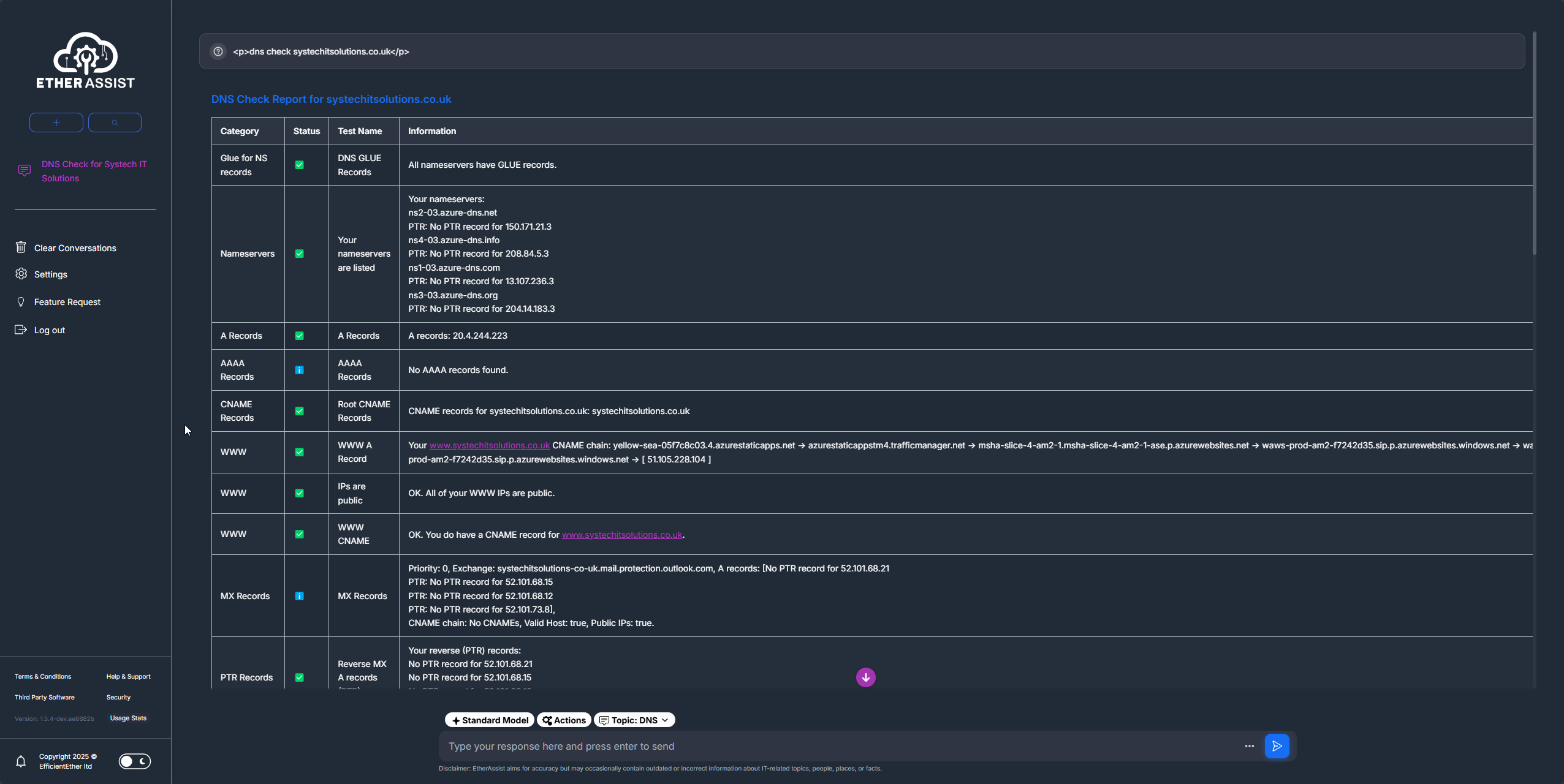 DNS check example