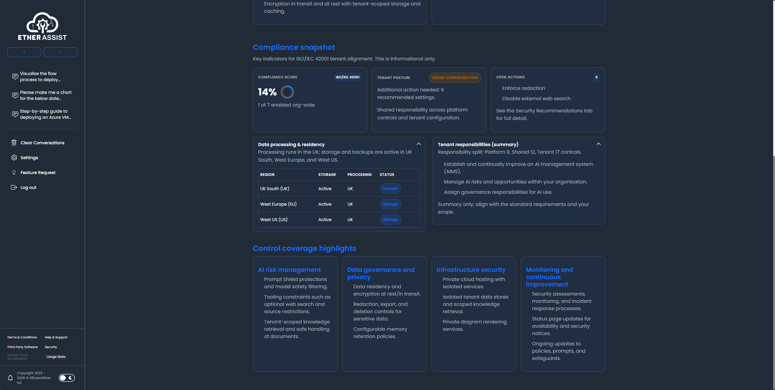 ISO 42001 assurance detail view