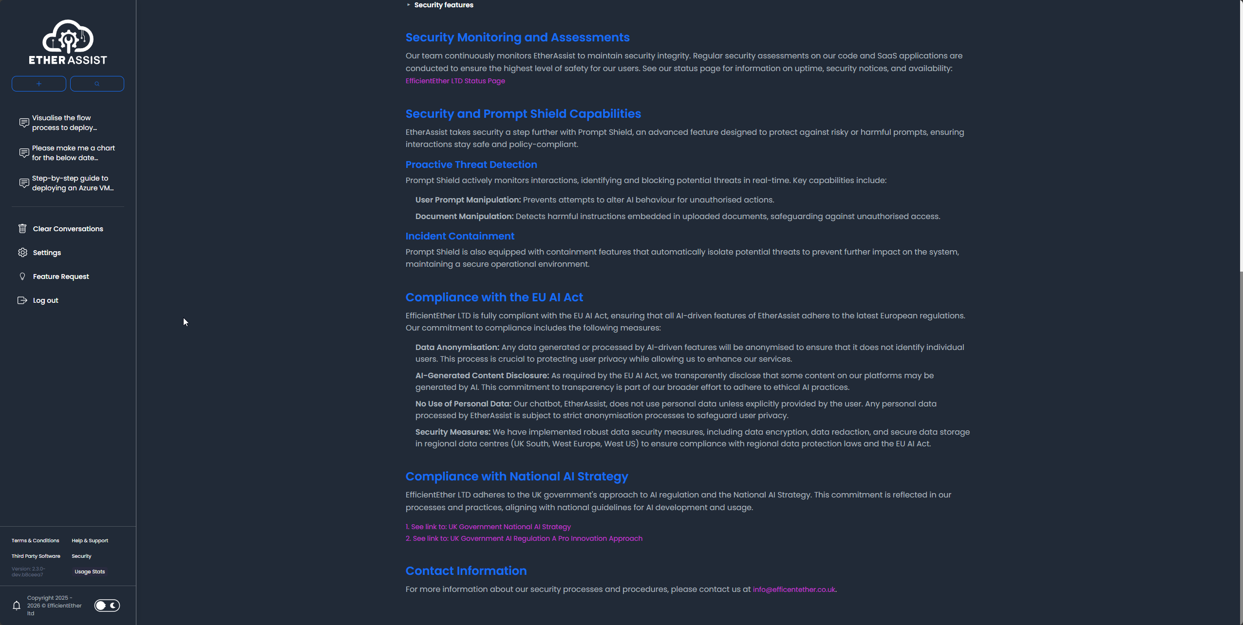 Security and compliance overview details