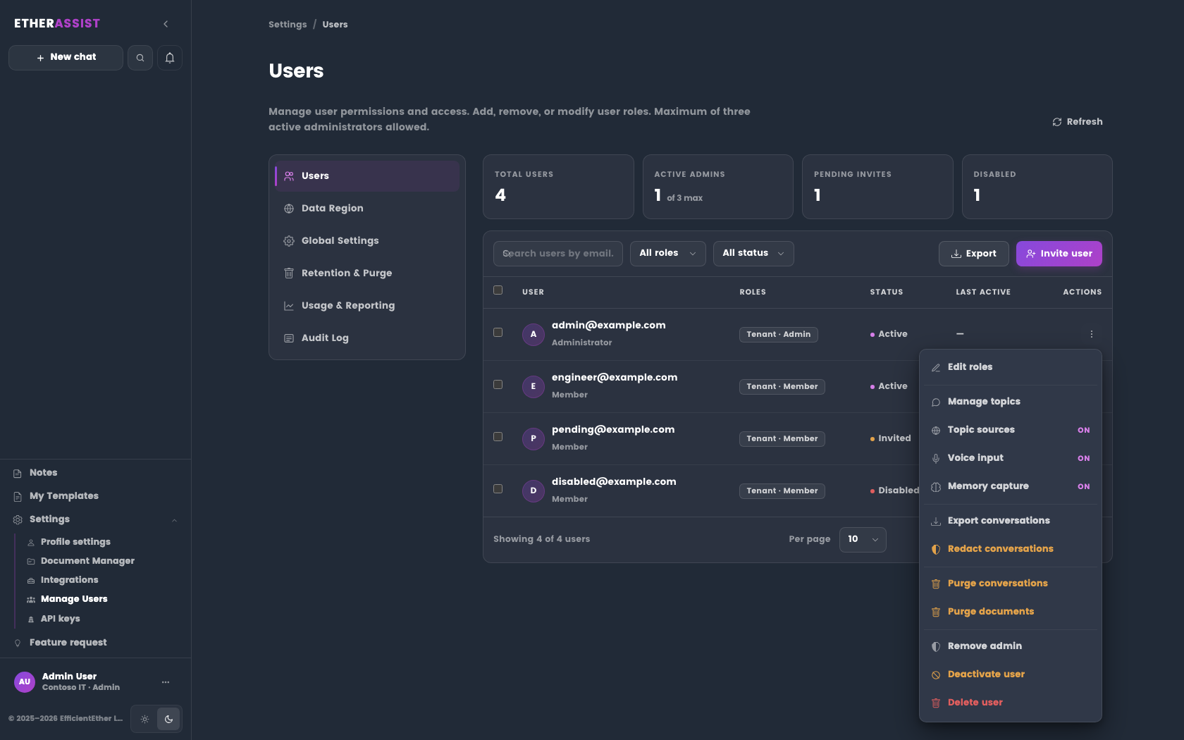 Manage user controls