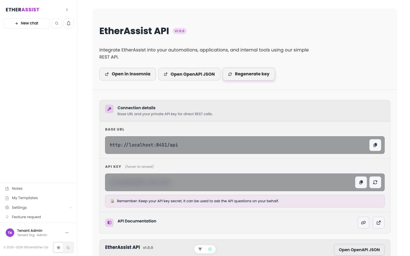 EtherAssist API page