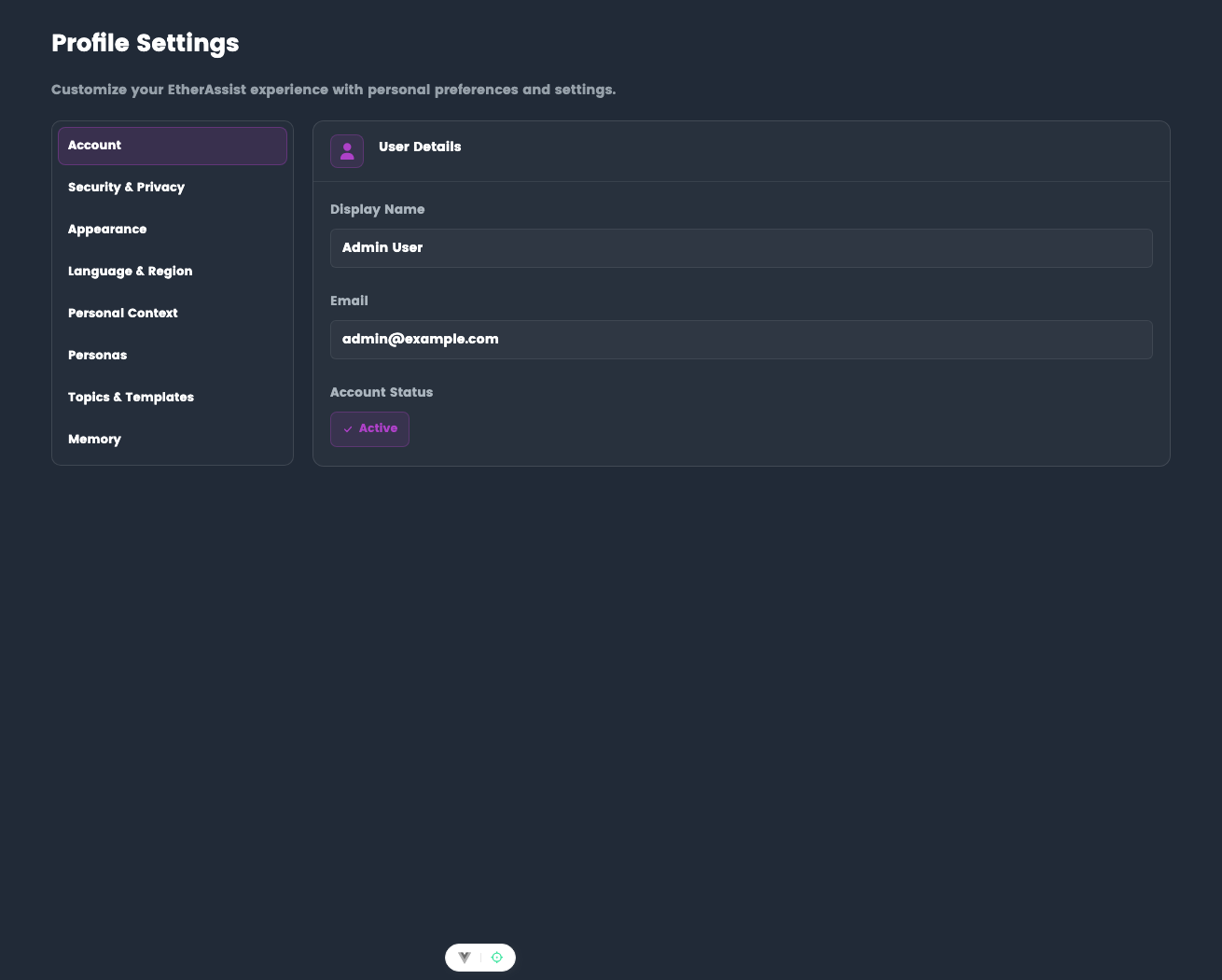 Account settings