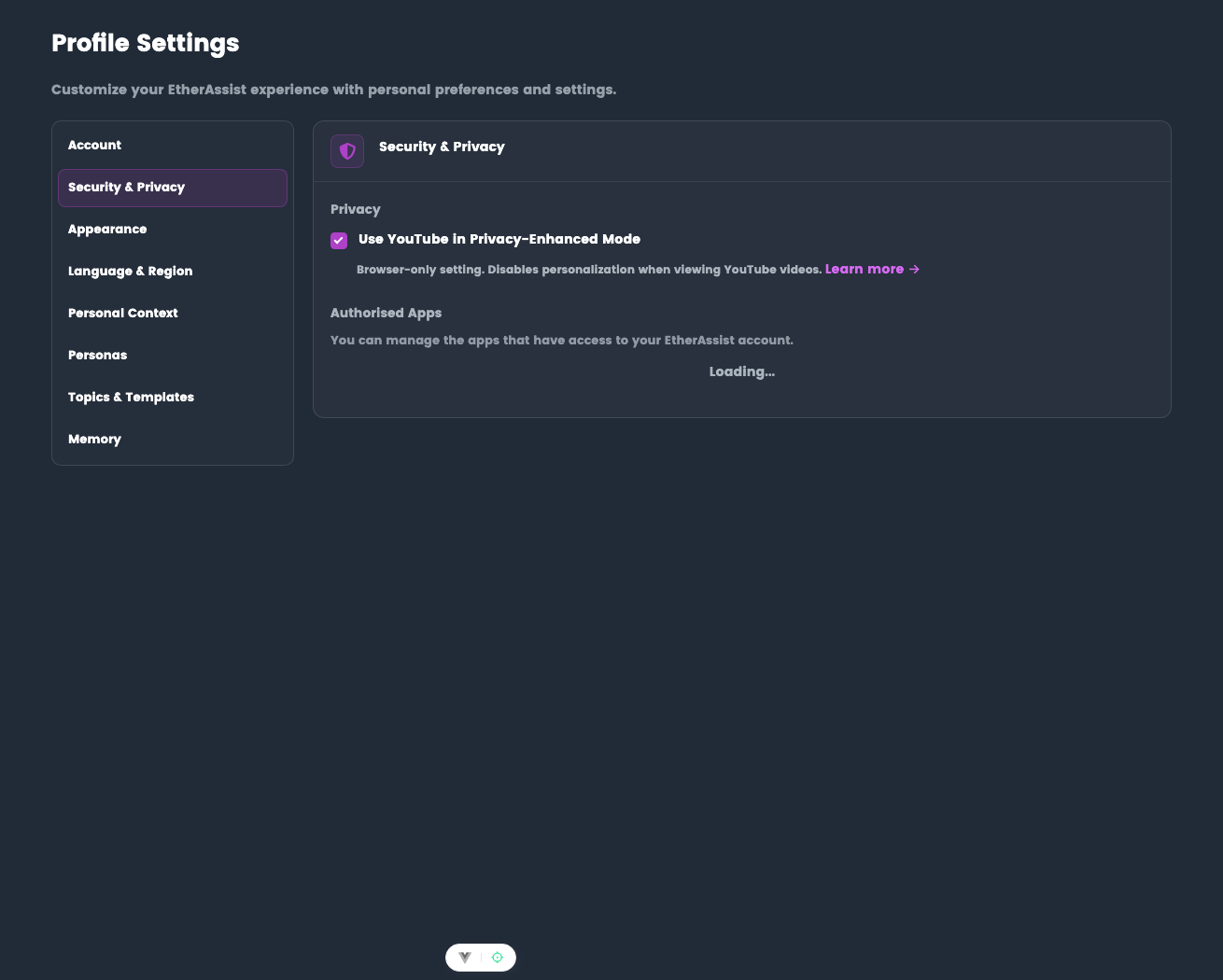 Security and privacy settings